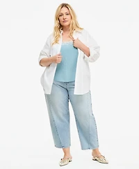 On 34th Plus Size Cotton Relaxed Shirt, Macy's Exclusive