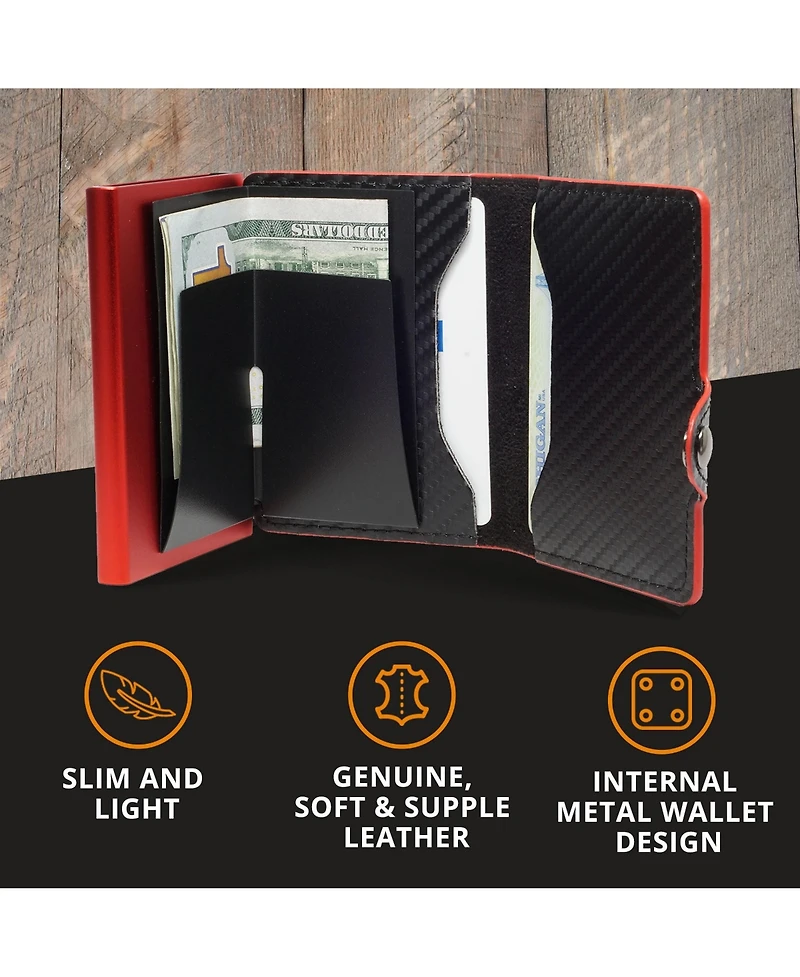 Conceal Plus Men's Card Blocr Rfid Blocking Card Holder Pop Up Wallet for Men - Minimalist Front Pocket Wallet with Internal Cash Id Storage