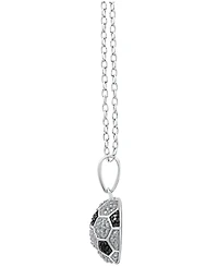 Macy's Black Diamond (0.03 ct. t.w.) & White Diamond (0.07 ct. t.w.) Soccer Ball Pendant Necklace in Sterling Silver