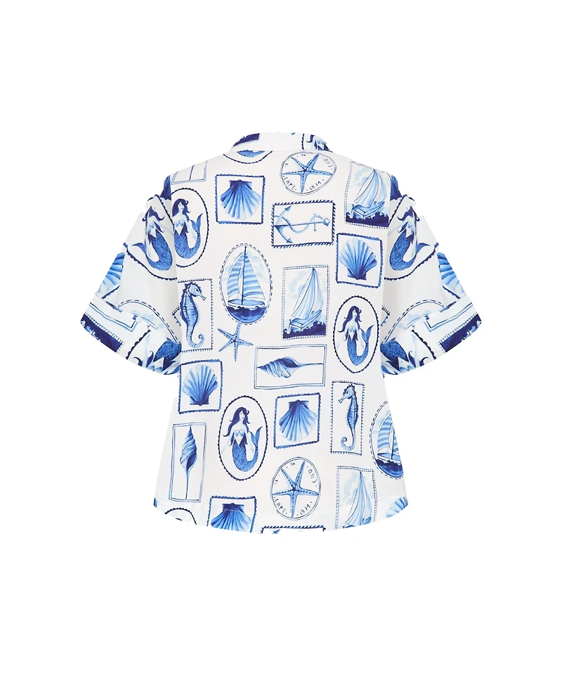 City Chic Plus Liana Amalfi Print Shirt