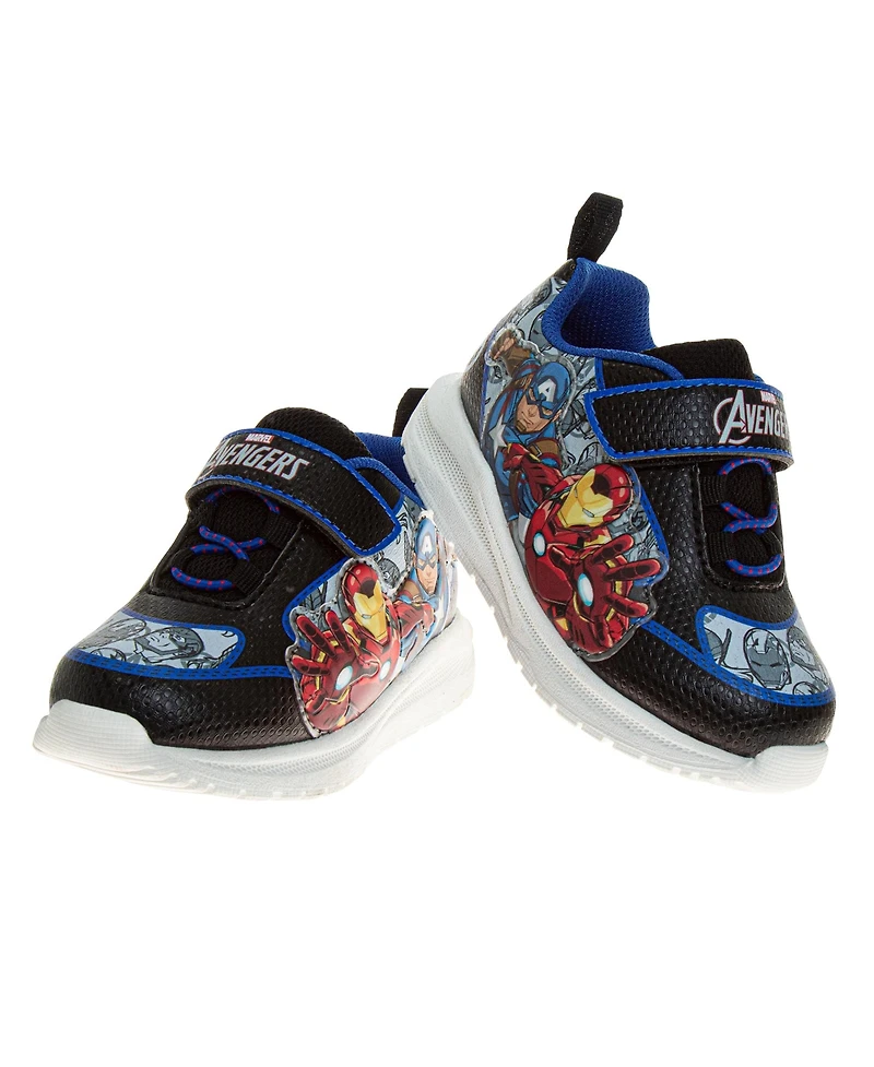 Marvel Toddler Avengers Light Up Sneakers Boys ( 7 to 12 ) Iron Man and Captain America Superhero Design Action Ready