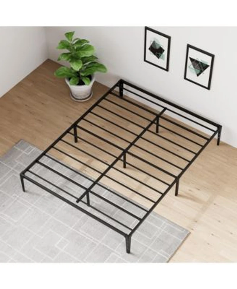 Homfan 6 Inch Low Bed Frame Metal Platform Bed Frame Heavy Duty Noise Free With Metal Slat Support Strong Bearing Capacity No Box Spring Needed