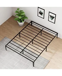 Homfan 6 Inch Low Bed Frame Metal Platform Bed Frame Heavy Duty Noise Free With Metal Slat Support Strong Bearing Capacity No Box Spring Needed