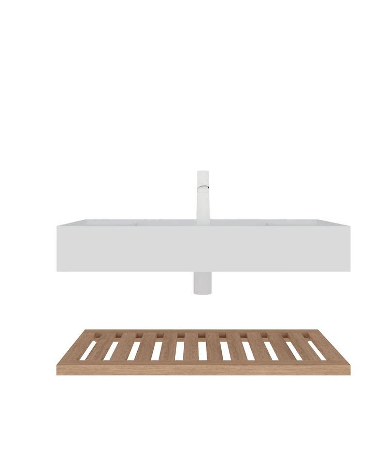 Sillysis Floating Bathroom Vanity with Acrylic Integrated Sink, Wall Mounted Shelf