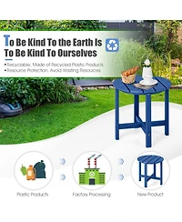 Gouun Set of 2 Outdoor 18 in Round Hdpe Adirondack Side Tables, Weather-Resistant
