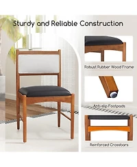 Gymax Wooden Dining Chair Set of 4 w/ Rubber Wood Frame Faux Leather Padded Seat