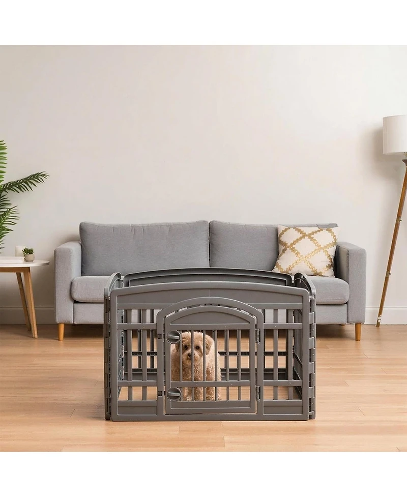 Iris Usa Exercise Pet Playpen Plastic 4 Panel Gate with Door for Dogs