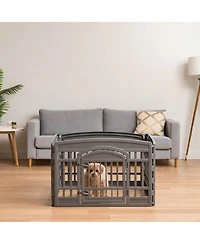 Iris Usa Exercise Pet Playpen Plastic 4 Panel Gate with Door for Dogs
