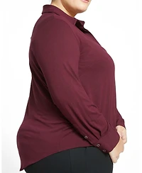 Universal Standard Womens Plus Elbe Popover Liquid Jersey Shirt Classic Fit