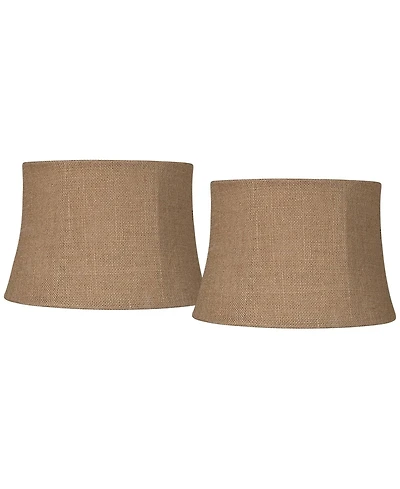 Springcrest Set of 2 Softback Drum Lamp Shades Small 10" Top x 12" Bottom x 8" High Spider Harp and Finial Fitting