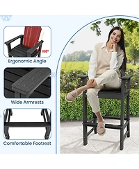 Gouun Set of 2 Counter Height Outdoor Hdpe Bar Stools with Armrests and Footrest 30 in Seat
