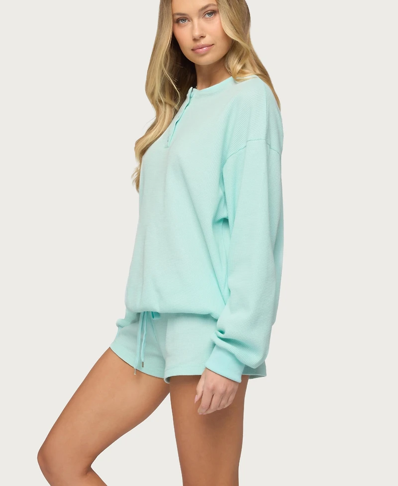 Edikted Women's Baila Waffle Henley Top