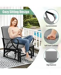 Slickblue Outdoor Glider Rocking Chair with Plush Cushion and Armrests