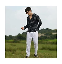 Campus Sutra Men's Midnight Bloom-Imprint Shirt