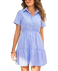 Cupshe Women's Park Vip Striped Mini Beach Dress