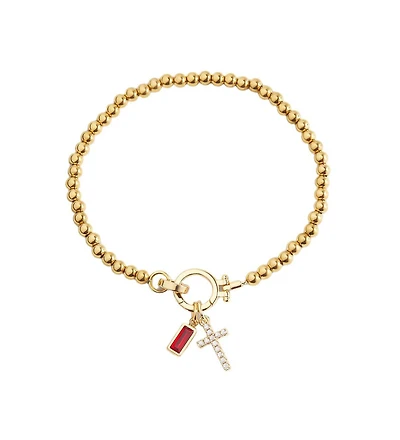 Mint & Lily Cross Charm Birthstone Bracelet