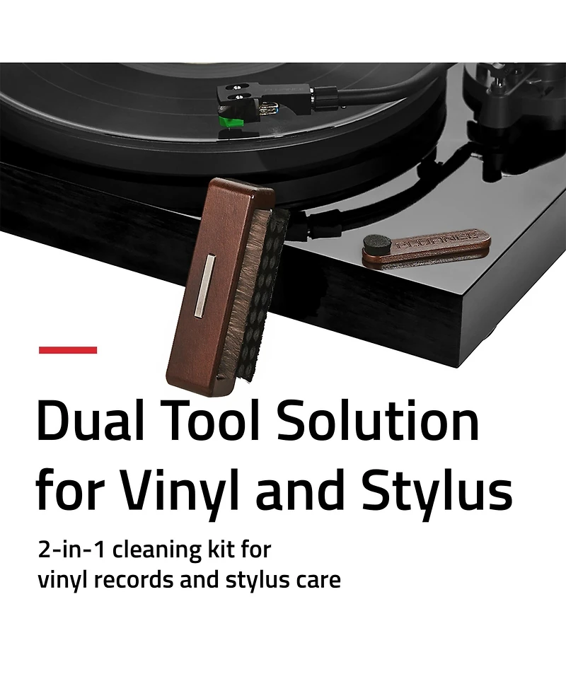 Fluance Vinyl Record and Stylus Cleaning Kit with Anti-Static Carbon Fiber Brush and Stylus Brush