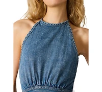 Steve Madden Women's Vilma Halter Neck Sleeveless Midi Dress