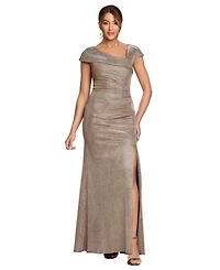 Xscape Petite Glitter Metallic Asymmetrical Sheath Ball Gown