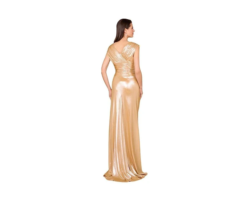 Lara Women's V-Neck Metallic Dress with Slit