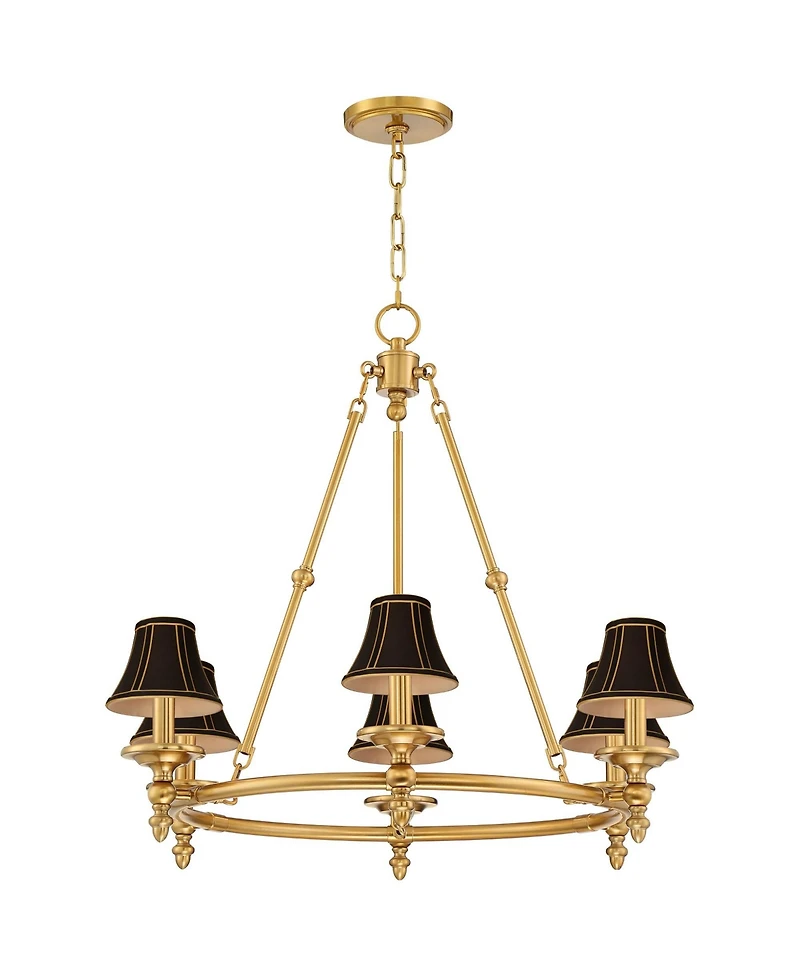 Stiffel Hartley 28inch Antique Gold 6-Light Chandelier with Shade