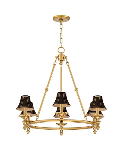 Stiffel Hartley 28inch Antique Gold 6-Light Chandelier with Shade