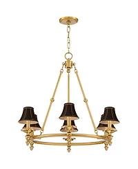 Stiffel Hartley 28inch Antique Gold 6-Light Chandelier with Shade