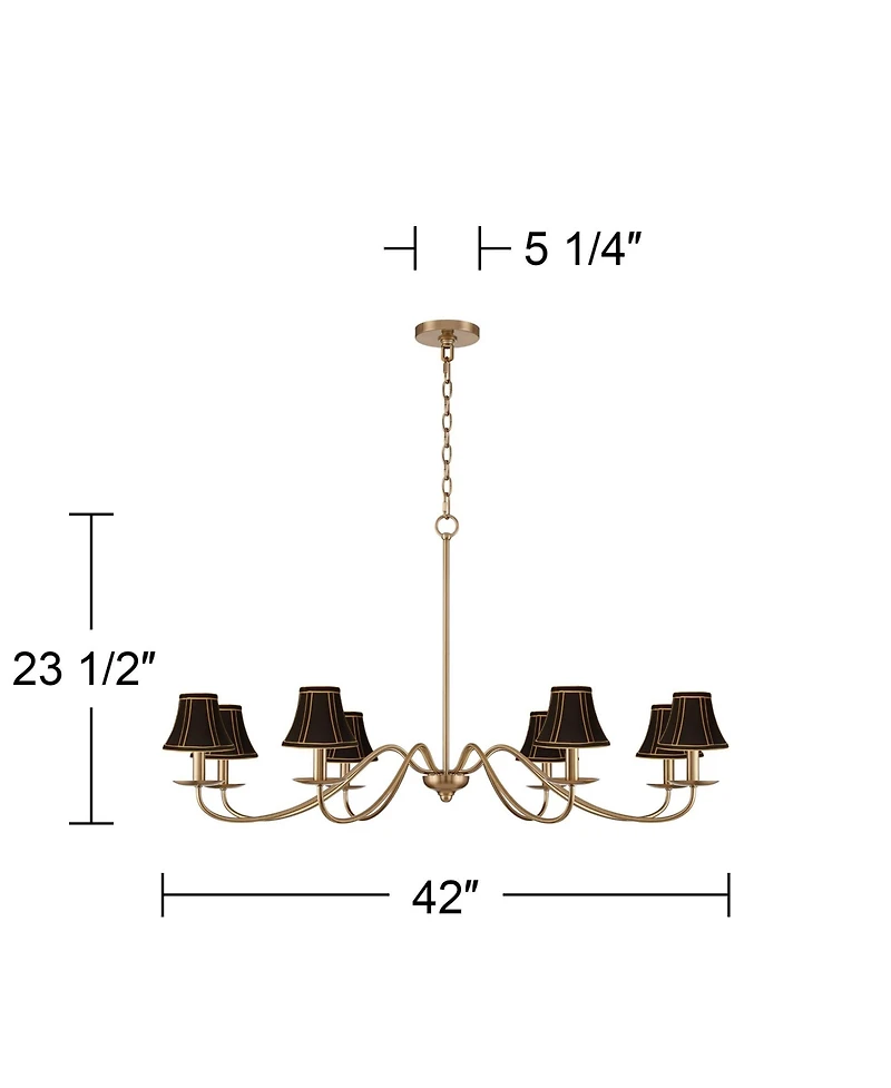 Franklin Iron Works Marinec 42inch Wide Soft Gold 8-Light Chandelier with Shades
