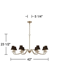 Franklin Iron Works Marinec 42inch Wide Soft Gold 8-Light Chandelier with Shades