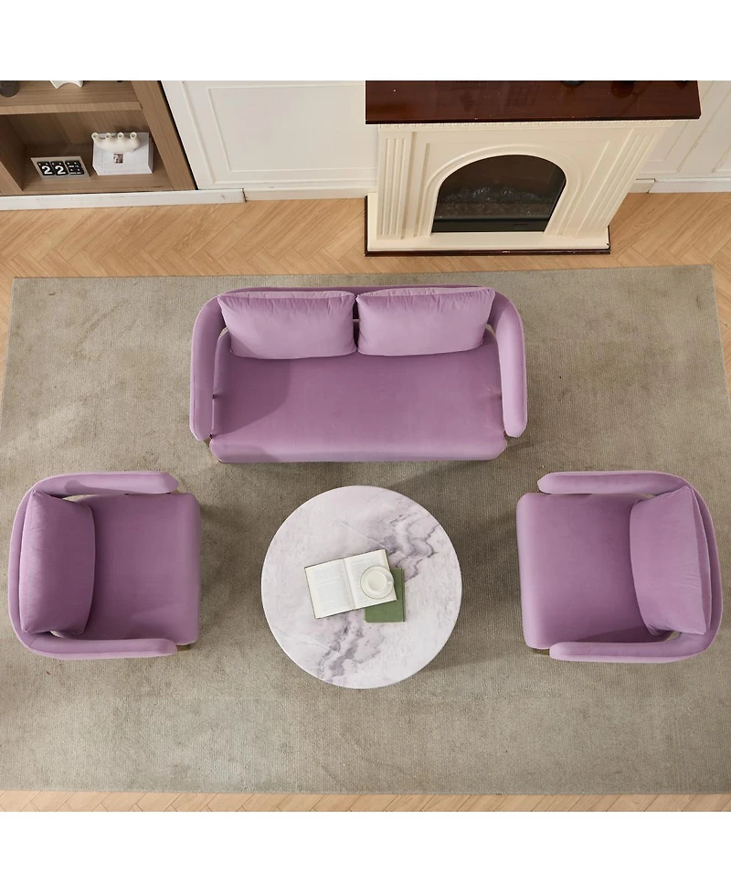 Streamdale Furniture Ts Modern Velvet Side Chair with Gold Metal Legs Lilac (Combo Set)