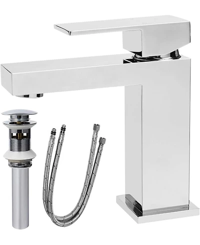Midola Modern Chrome Bathroom Faucet, Single Hole Bathroom Faucet, Solid Brass Chrome Polished Bathroom Sink Faucet, Single Handle Heavy Duty