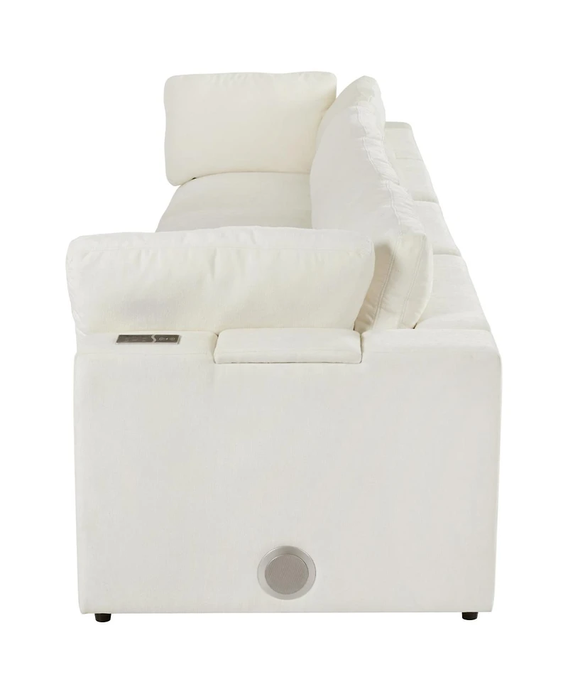 Streamdale U-style 133.5'' Modular Sectional Sofa with Storage Usb Wireless Charge and Speaker