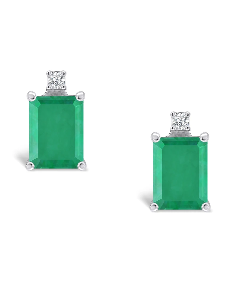 Tanzanite (1-1/5 ct. t.w.) & Diamond Accent Stud Earrings 14k White Gold (Also Emerald, Sapphire Ruby)