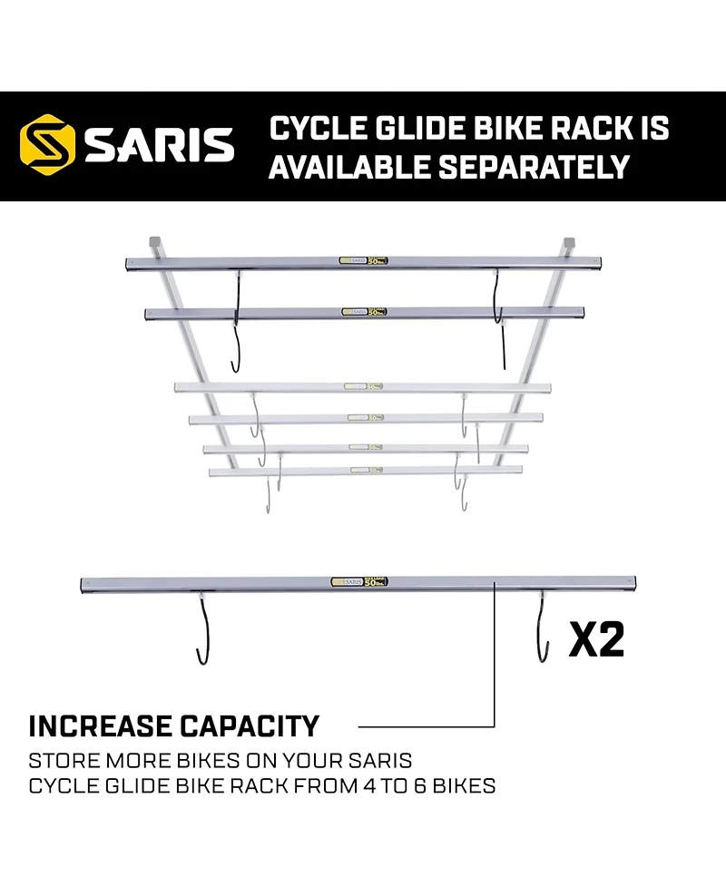 Saris Cycle Glide Ceiling Bike Rack Add-on for 2 Extra Bikes