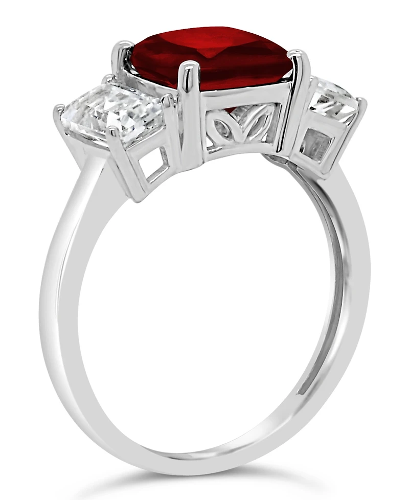 Garnet (2-3/4 ct. t.w.) and White Topaz (1-3/8 t.w) Ring Sterling Silver