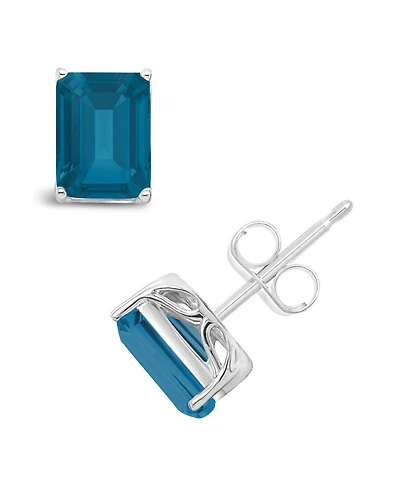Blue Topaz (3-3/4 ct. t.w.) Stud Earrings in Sterling Silver