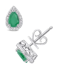 Emerald (3/4 ct. t.w.) and Diamond Accent Stud Earrings in Sterling Silver