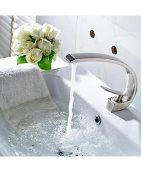 Midola Brushed Nickel Bathroom Faucet,Faucet for Bathroom Sink, Single Hole Bathroom Faucet Modern Single Handle Vanity Basin Faucet