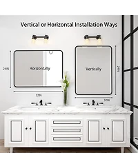 Midola 24x32 Inch Metal Framed Rectangular Bathrrom Mirror for Home Bathroom Wall