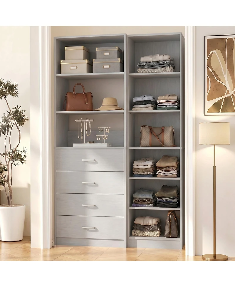 Aheaplus Closet Cabinet with 5 Shelves, Open Storage Small-Space