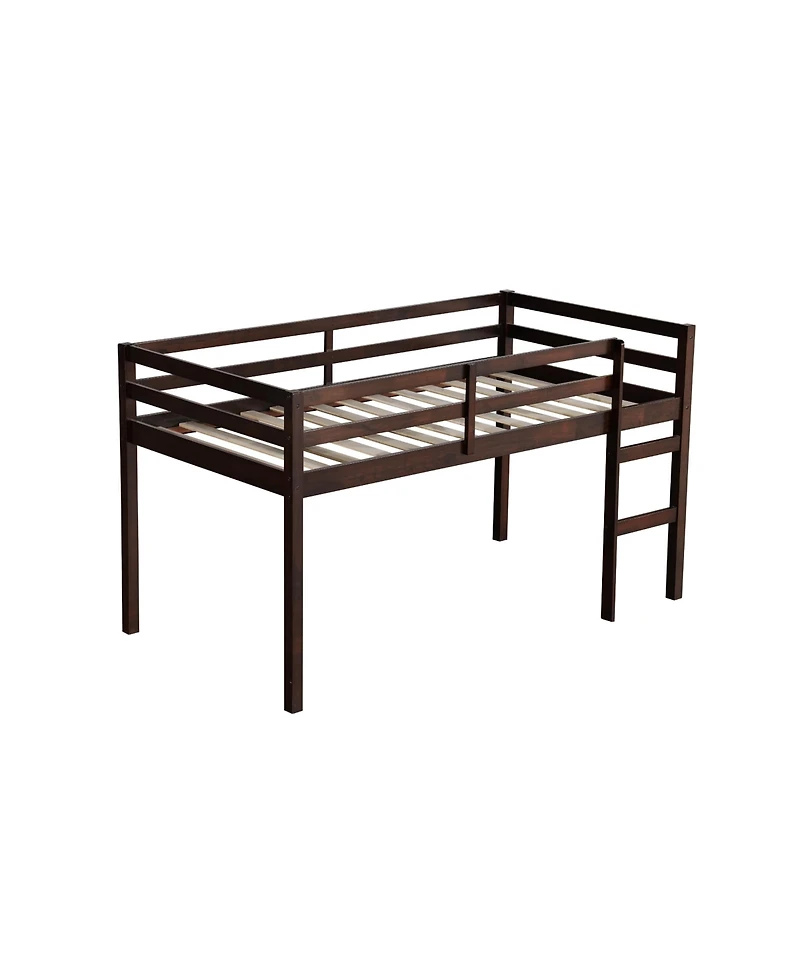 Sailvan Solid Wooden, Rubber Wooden Twin Loft Bed with Ladder, Platform of Strengthened Slats