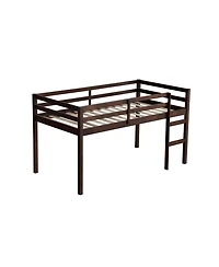 Sailvan Solid Wooden, Rubber Wooden Twin Loft Bed with Ladder, Platform of Strengthened Slats