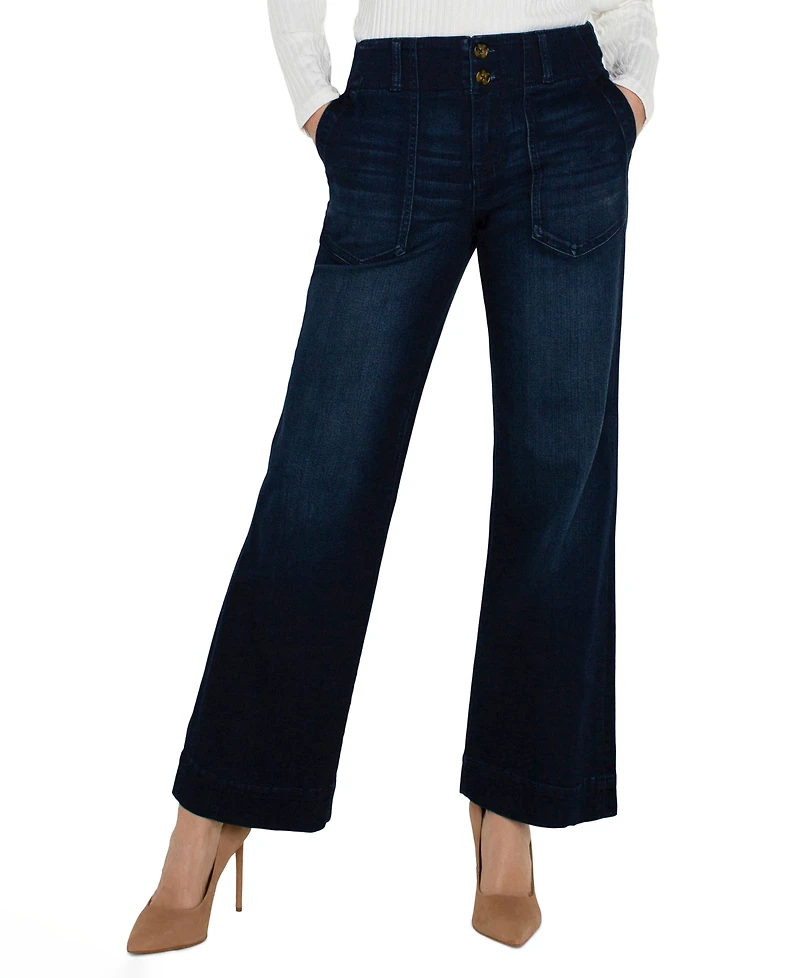 Liverpool Los Angeles Women's Patch Pocket Wide-Leg Jeans