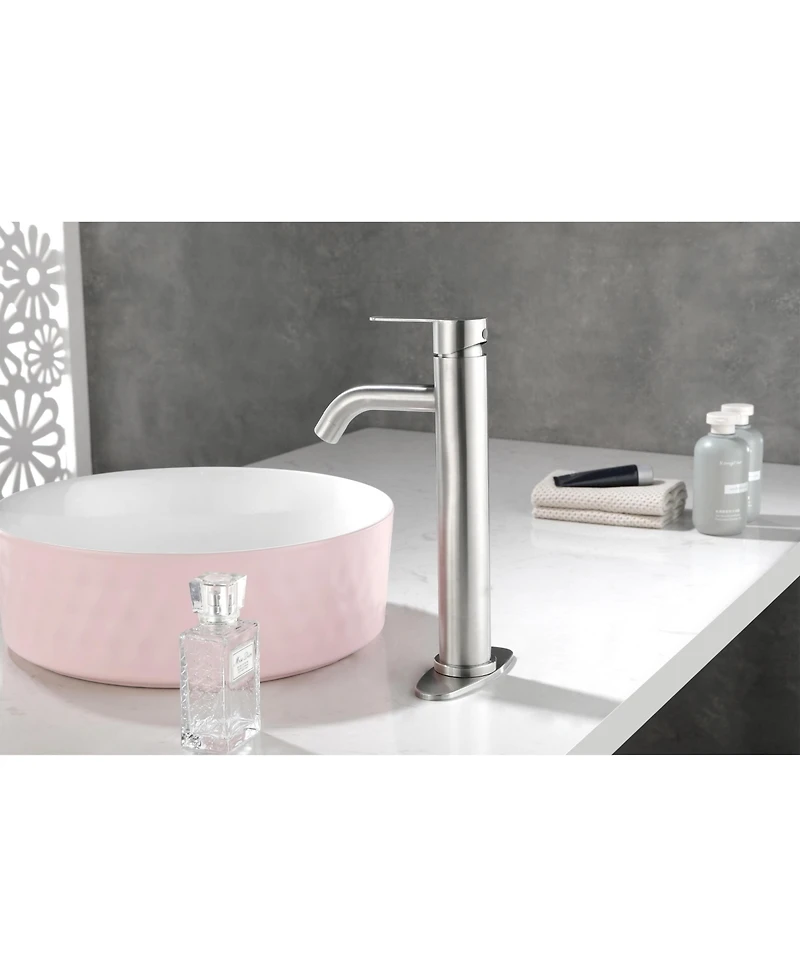 Midola Brushed Nickel Single Handle Bathroom Vanity Sink Faucet Stainless Steel with Modern Design for Bathroom
