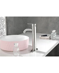 Midola Brushed Nickel Single Handle Bathroom Vanity Sink Faucet Stainless Steel with Modern Design for Bathroom