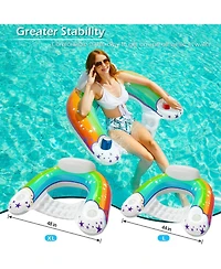 Aofar Inflatable Pool Float Chair Lounger Cup Holder Adults