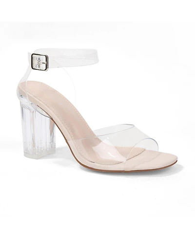 Berness Women's Navi Clear Strap and Block Heel Sandals