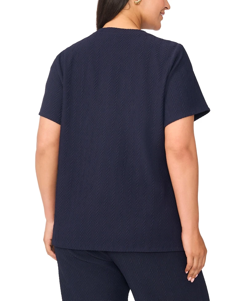 Vince Camuto Plus Crewneck Short-Sleeve Knit T-Shirt