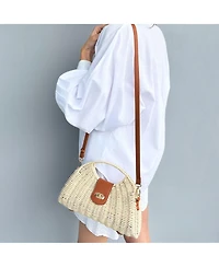 Adornia Straw Picnic Basket Clutch