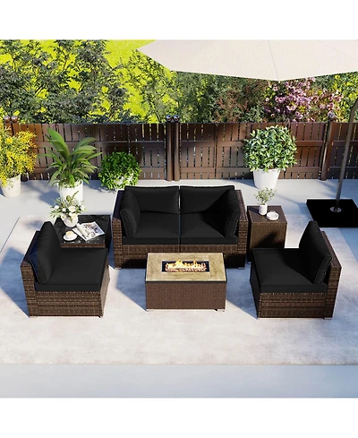 Costway Pieces Outdoor Furniture Set with Fire Pit Table and Propane Tank Cover